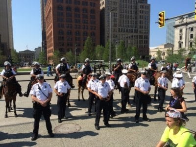 Ohio Police in Public Square with Mounted Police