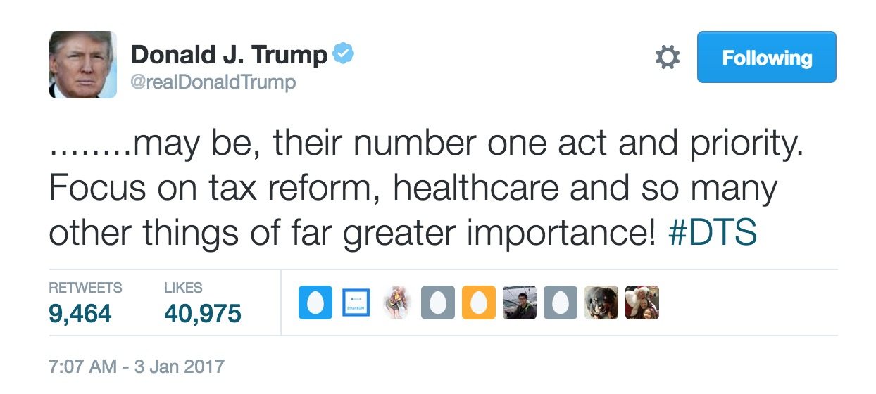 Image Donald Trump tweet OCE Jan. 3, 2017 #2