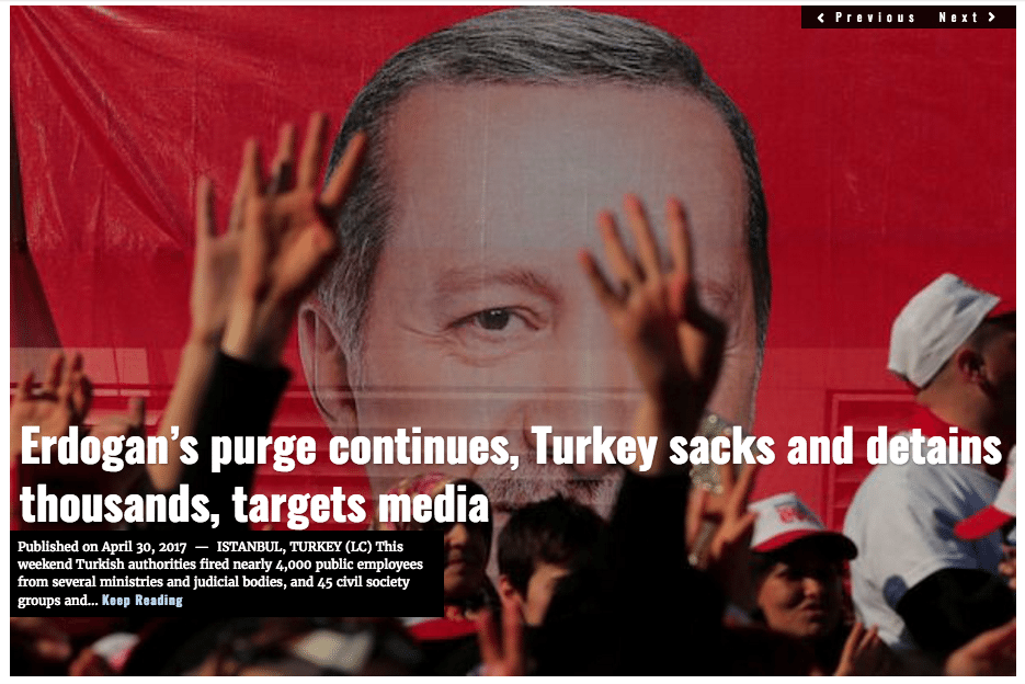 Image Lima Charlie News headline Erdogan Turkey APR30