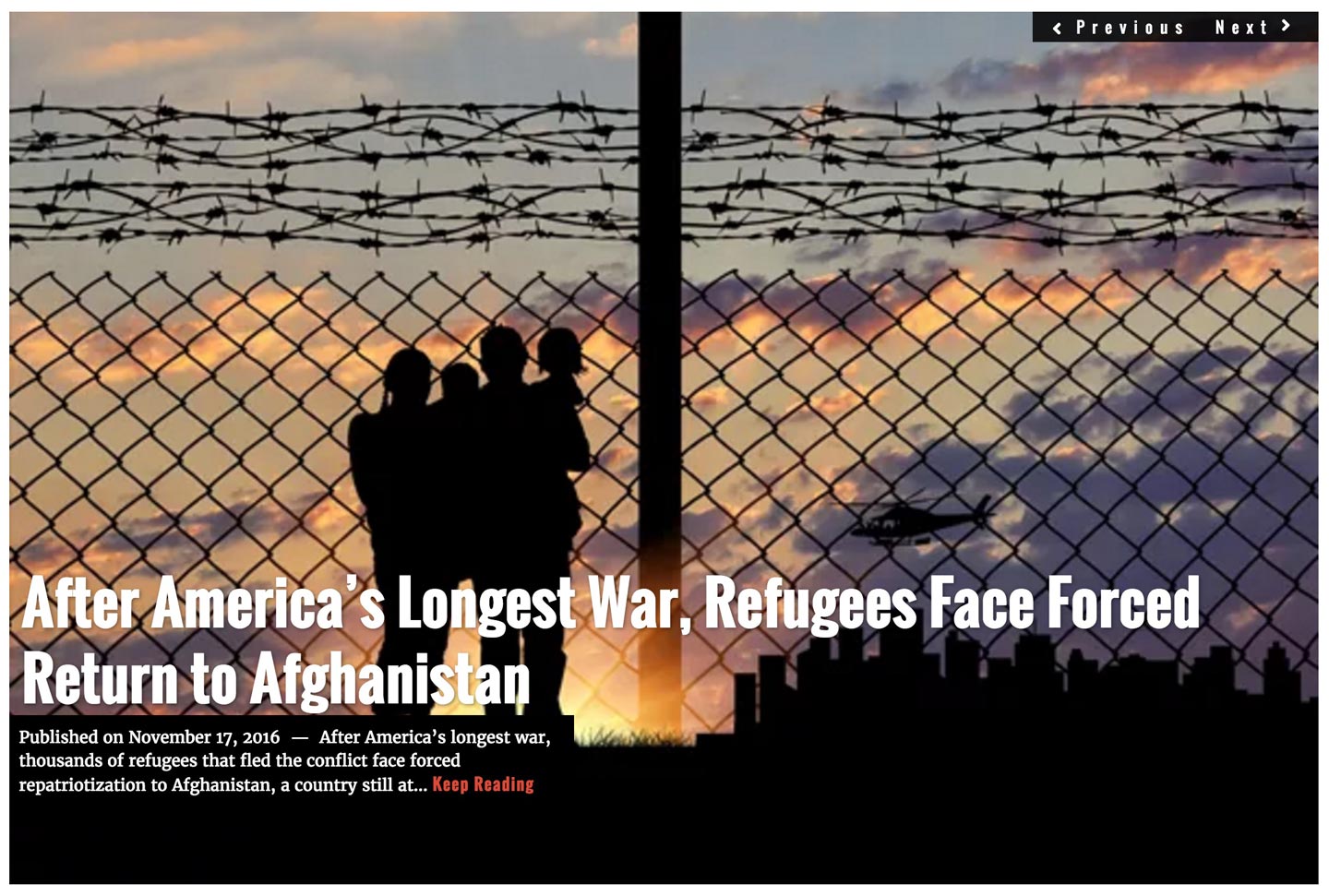 Image Lima Charlie News headline November 17, 2016 Afghanistan refugees