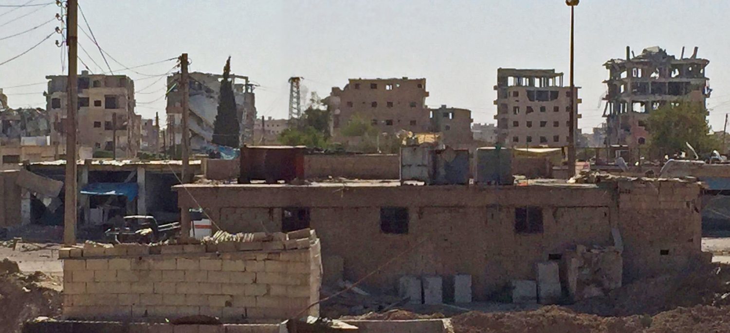 Image Skyline of Raqqa, Syria, 5km from the city center on the current western front line, showing devastation from shelling (Image provided to Lima Charlie News, July 2017, courtesy of Freedom Research Foundation)