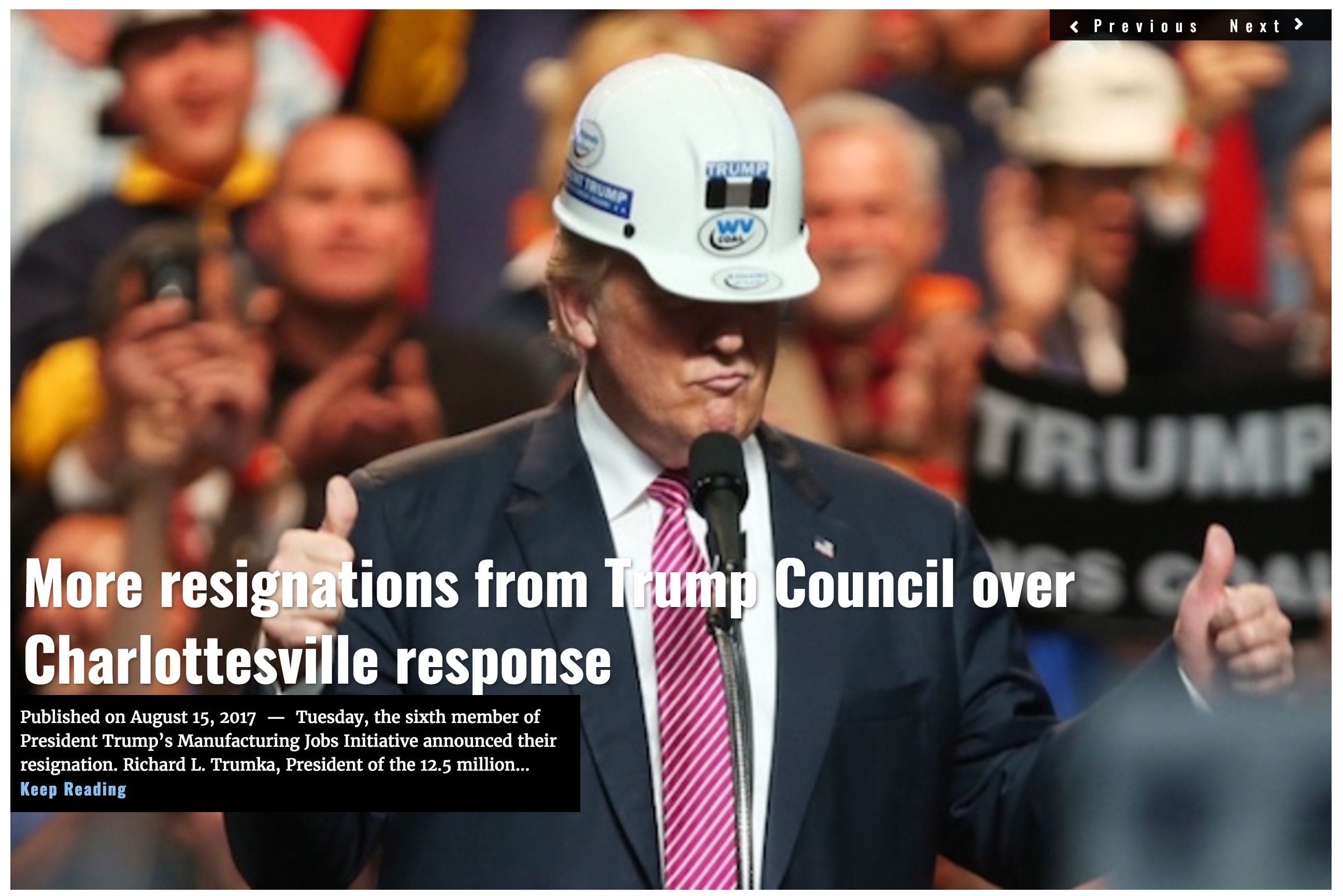 Image Lima Charlie News headline Trump Council resignations