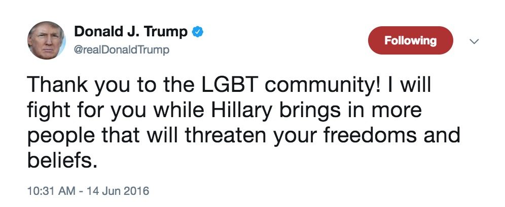 Image Trump tweet LGBT 2016