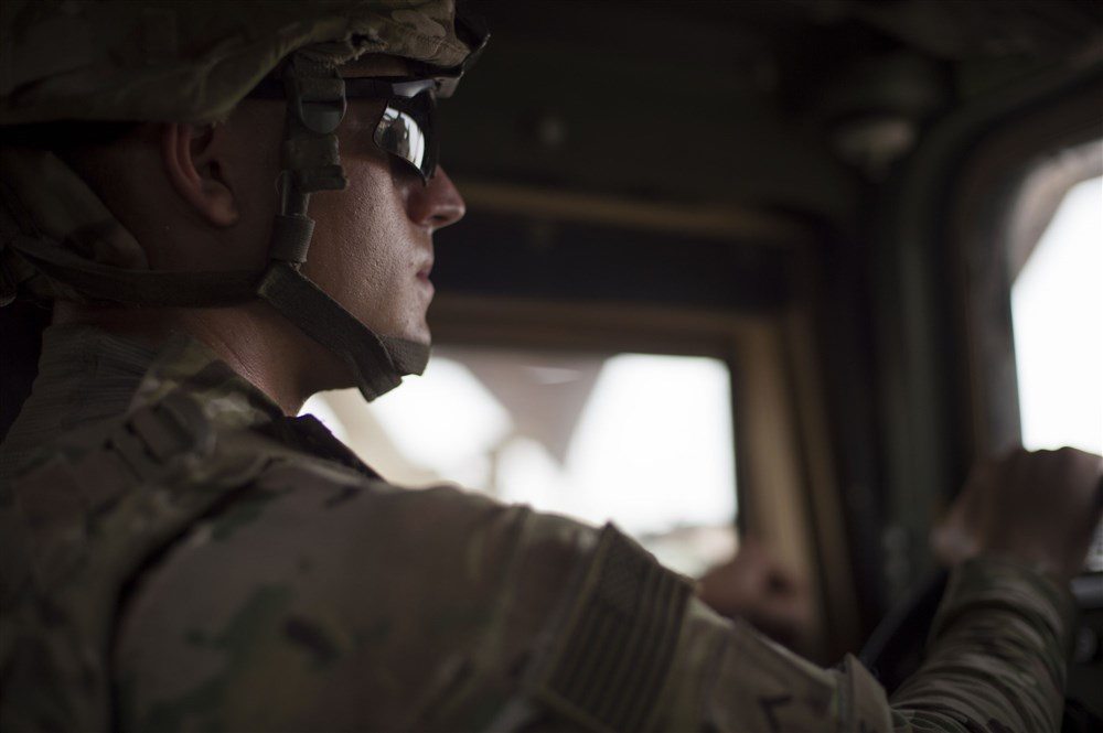 Image U.S. Army Pfc. Corey Boyce, Combined Joint Task Force-Horn of Africa Quick Reaction Force team member, drives a Humvee during a mission June 20, 2016, at Camp Lemonni (U.S. Air Force photo by Staff Sgt. Eric Summers Jr.)