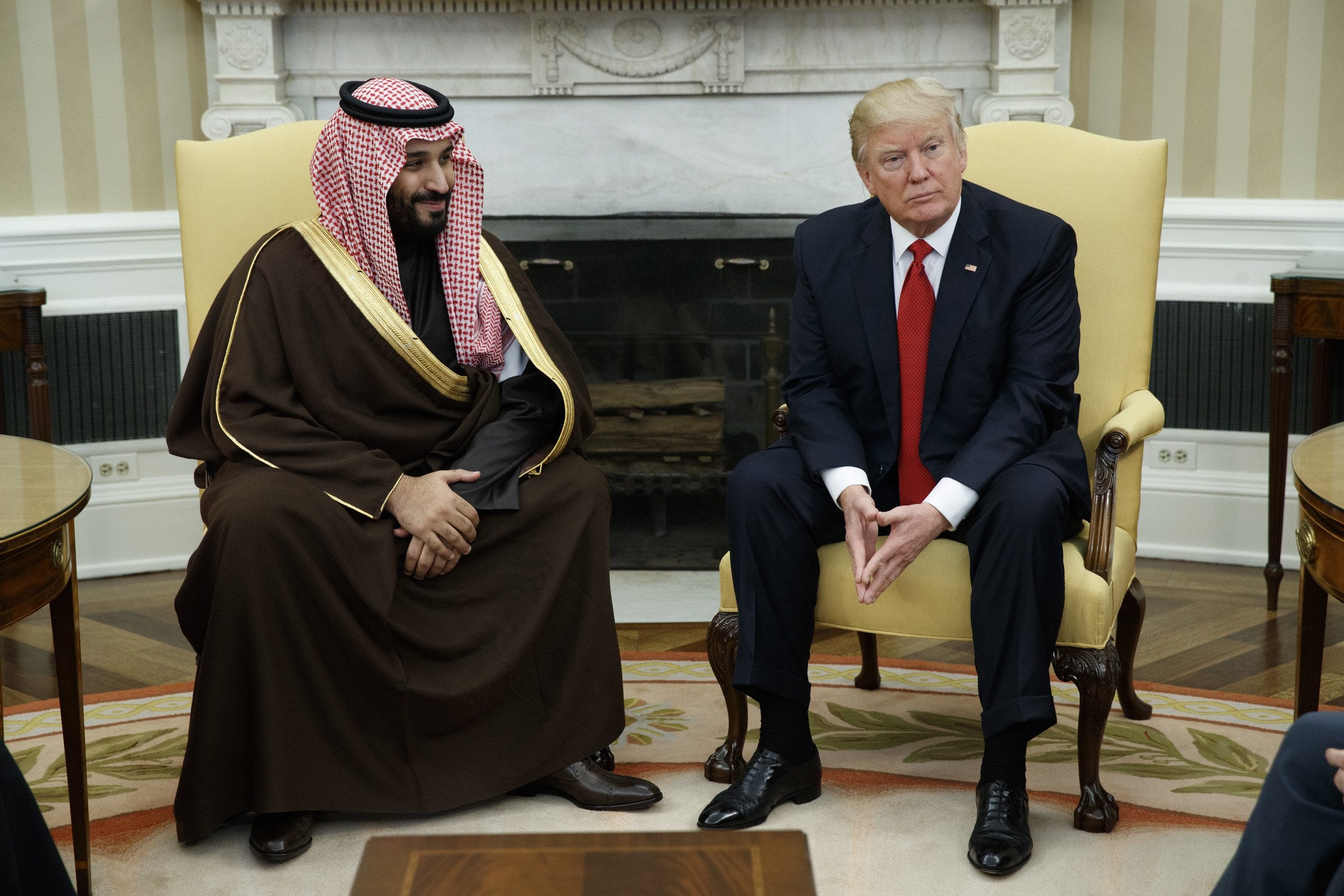 Image President Donald Trump meets with Saudi Defense Minister and Deputy Crown Prince Mohammed bin Salman bin Abdulaziz Al Saud in the Oval Office of the White House in Washington, Tuesday, March 14, 2017. (AP Photo/Evan Vucci)