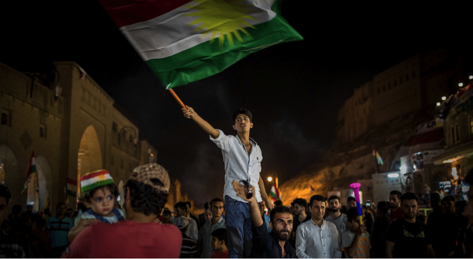 Image Kurds celebrating the referendum in Erbil. (Ivor Prickett)