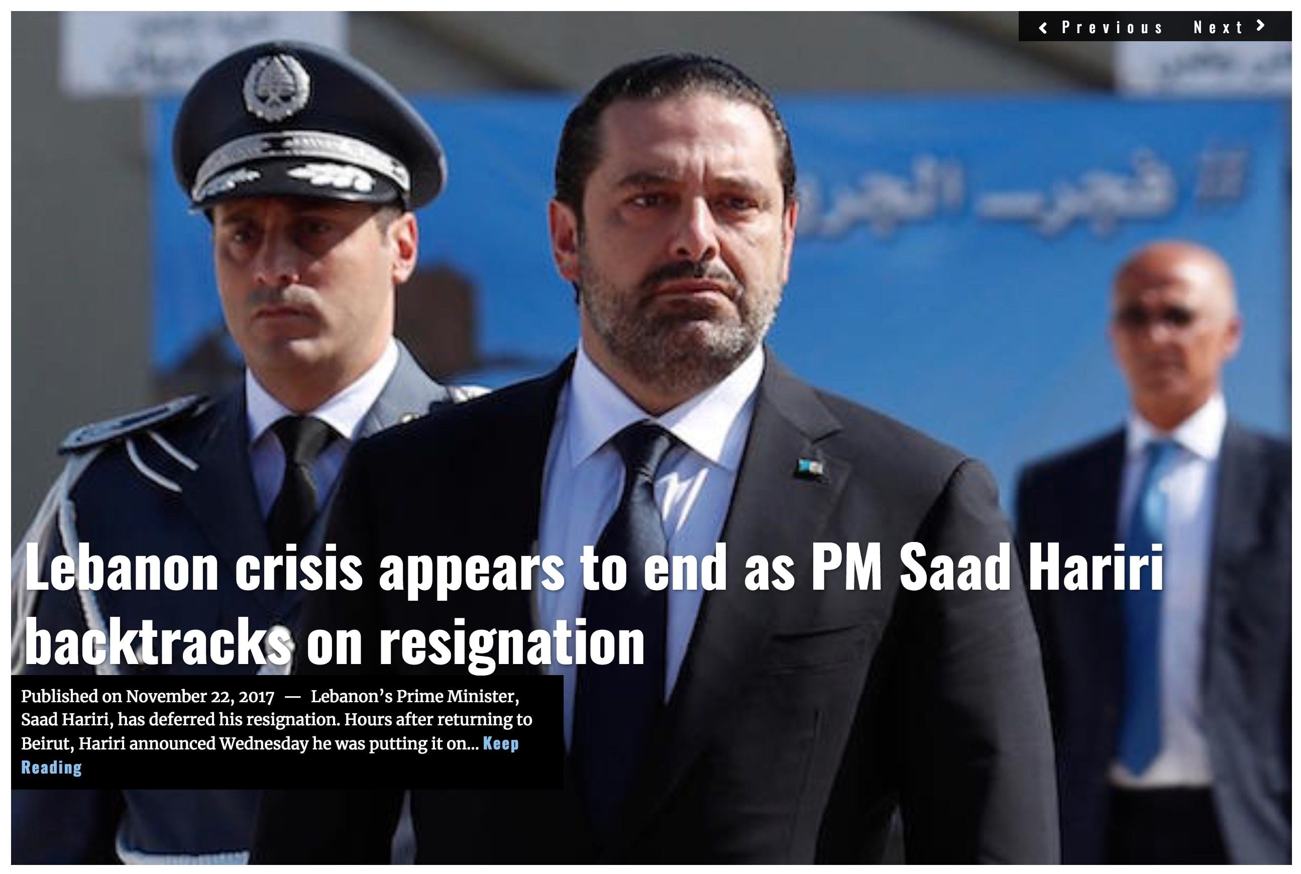 Image Lima Charlie News Headline Saad Harari un resignation NOV22