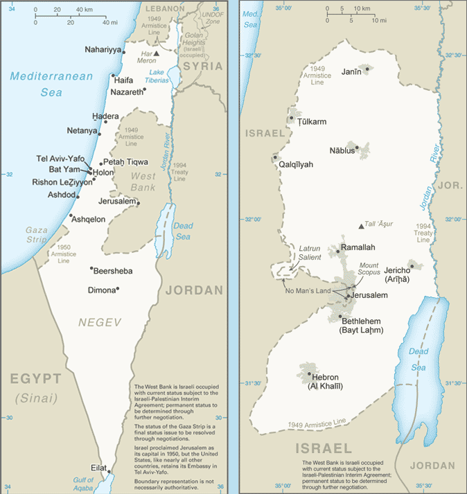 Image Map of Israel / Jerusalem [Source: CIA World Factbook]