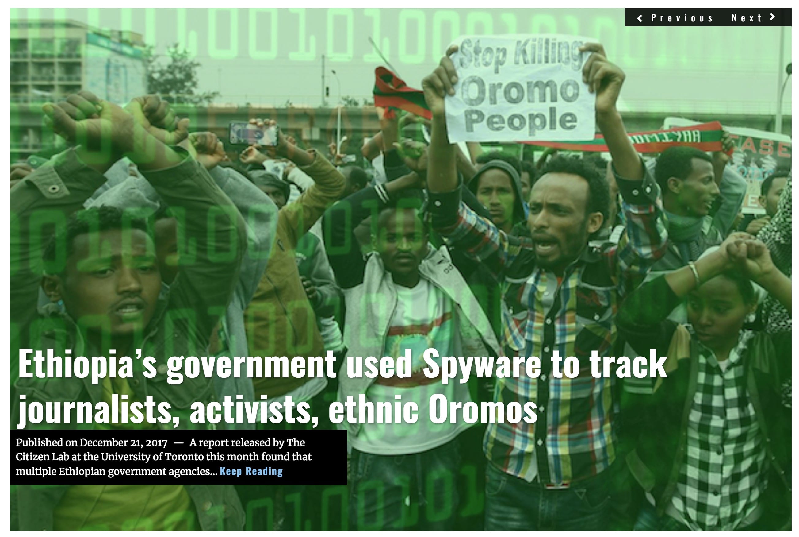 Image Lima Charlie News Headline Ethiopia spyware DEC21