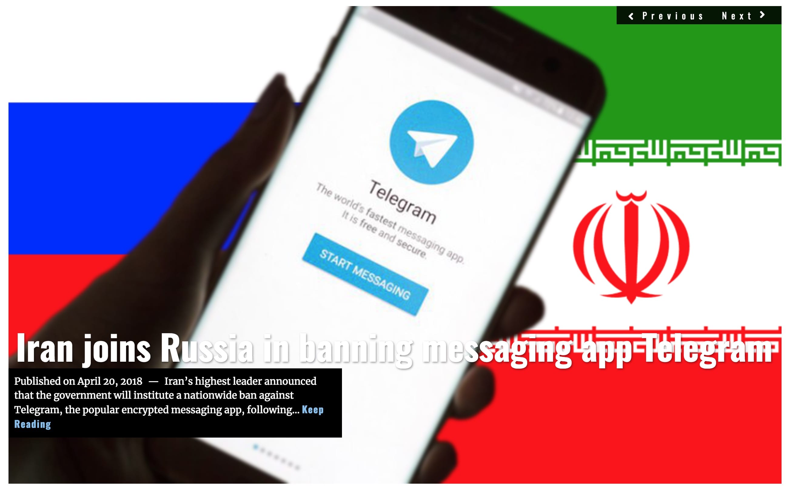 Image Lima Charlie News Headline Iran Russia ban Telegram APR 20 2018