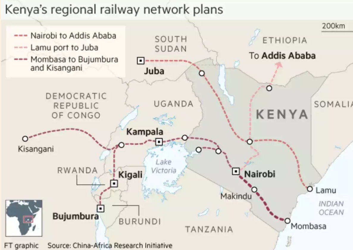 Image Map of planned railways in Kenya. [FT]