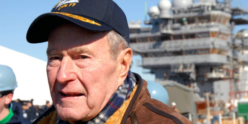 Image George H.W. Bush deferred his admission to Yale and accepted a commission as an ensign in the U.S. Navy becoming a naval aviator at only 19 years old — the youngest ever at the time. [Photo: U.S. Navy / Mass Communication Specialist 1st Class Narina Reynoso]