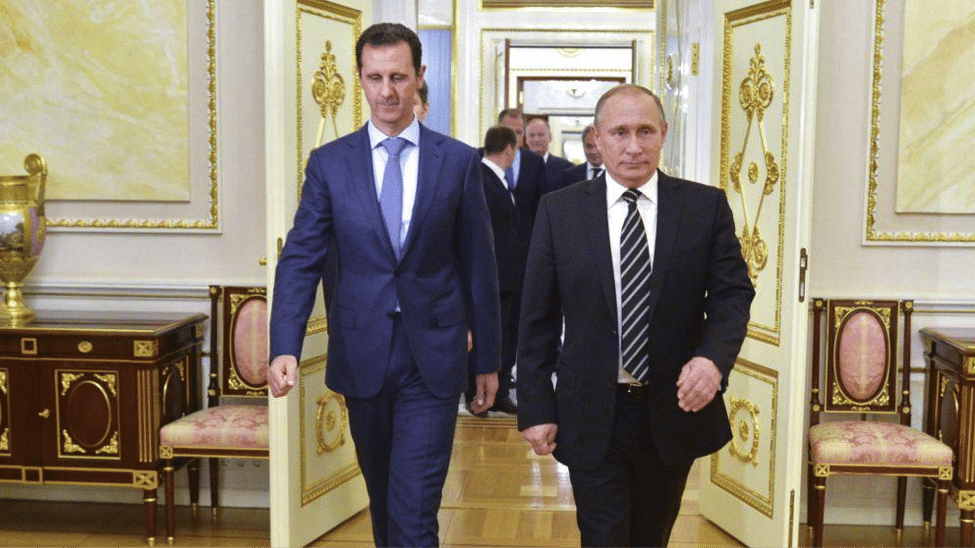 Image [Russian President Vladimir Putin and Syrian President Bashar al Assad meeting in Moscow. (AP photo)]