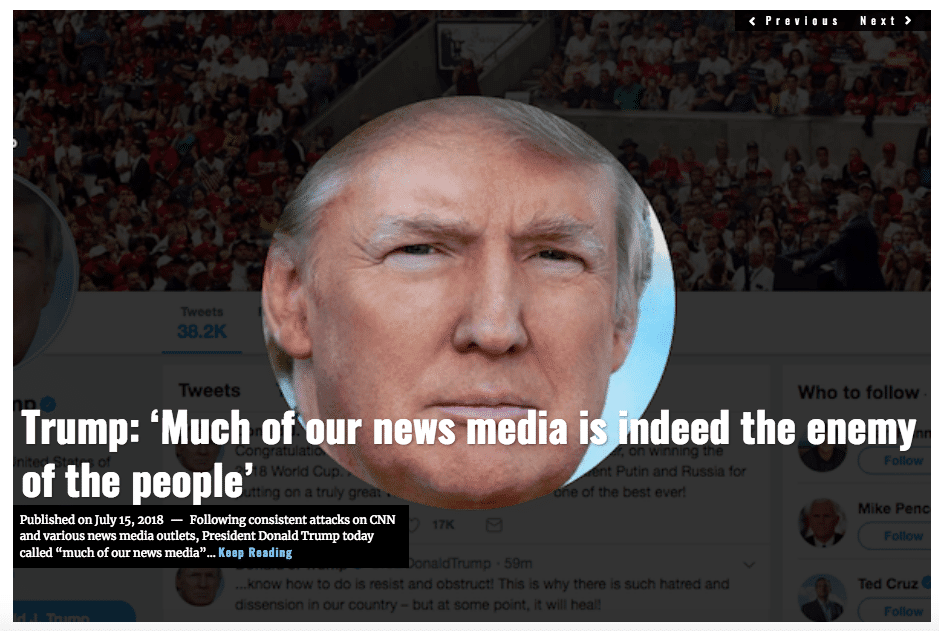 Image Lima Charlie News Headline Trump tweet news media enemy of the people JUL 15 2018