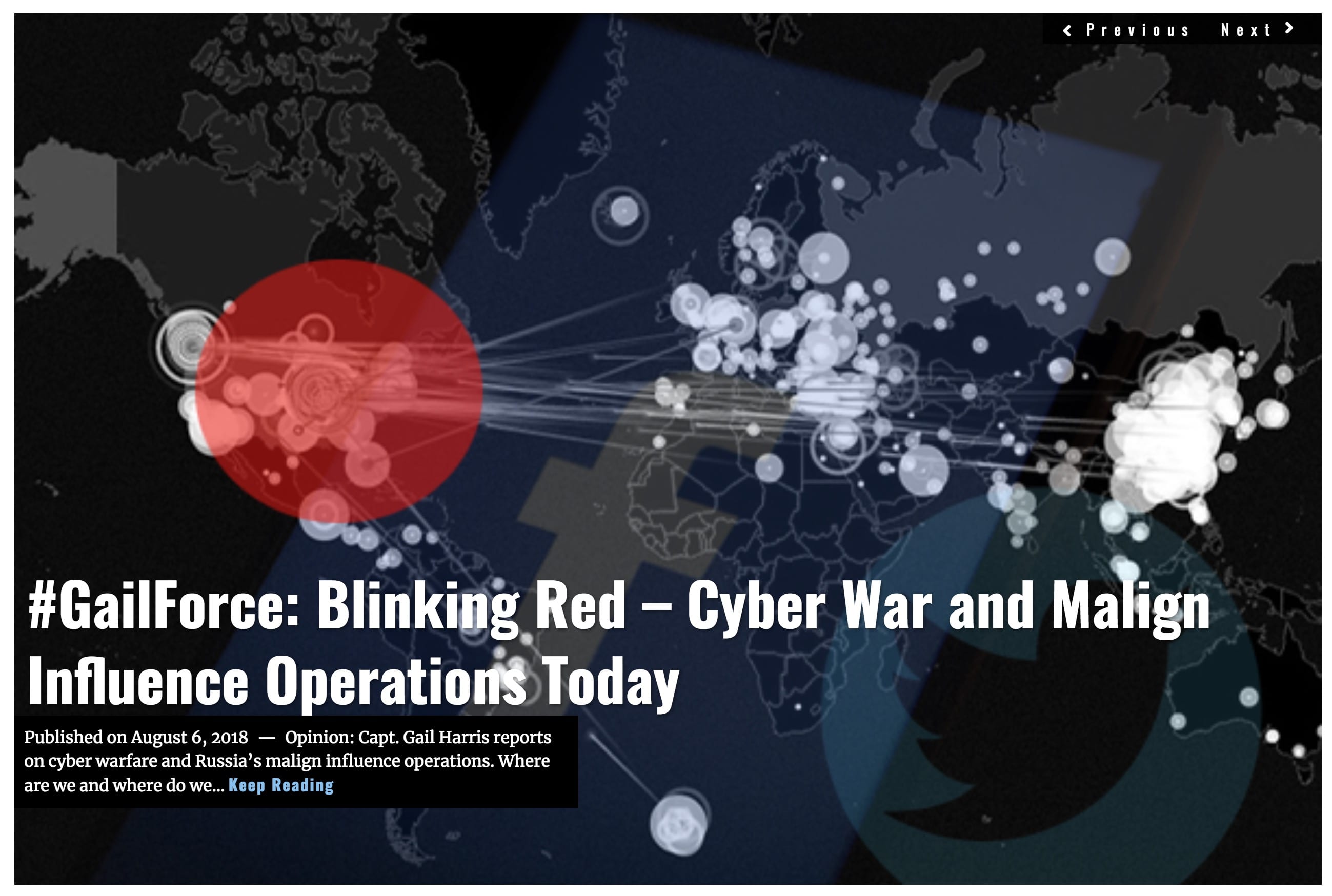 Image Lima Charlie News Headline GailForce Blinking Red - Cyber War and Malign Influence Operations Today AUG 6 2018