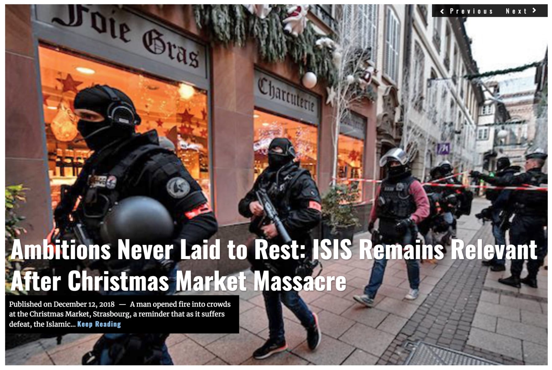 Image Headline Ambitions Never Laid ISIS Strasbourg DEC 12 2018