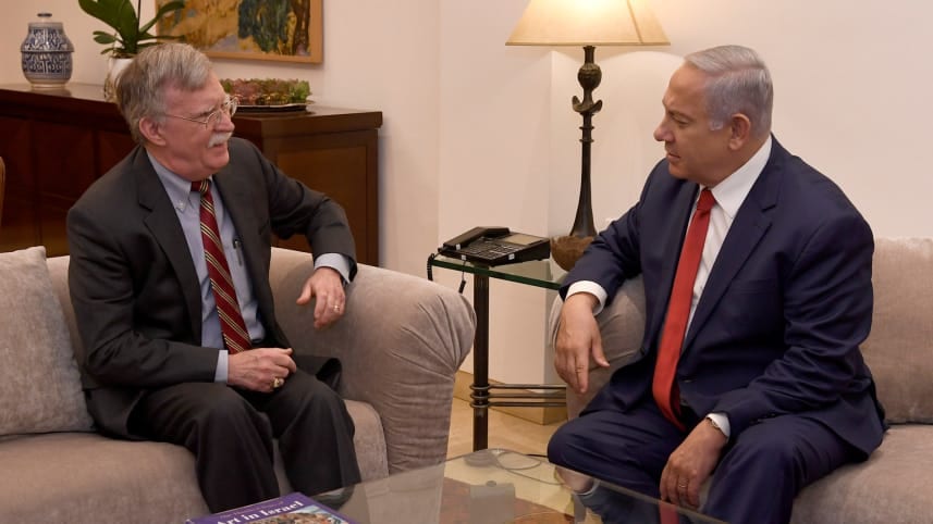 Image [Israeli Prime Minister Benjamin Netanyahu and U.S. National Security Adviser John Bolton in Jerusalem, January 7, 2019 (Photo: Matty Stern)