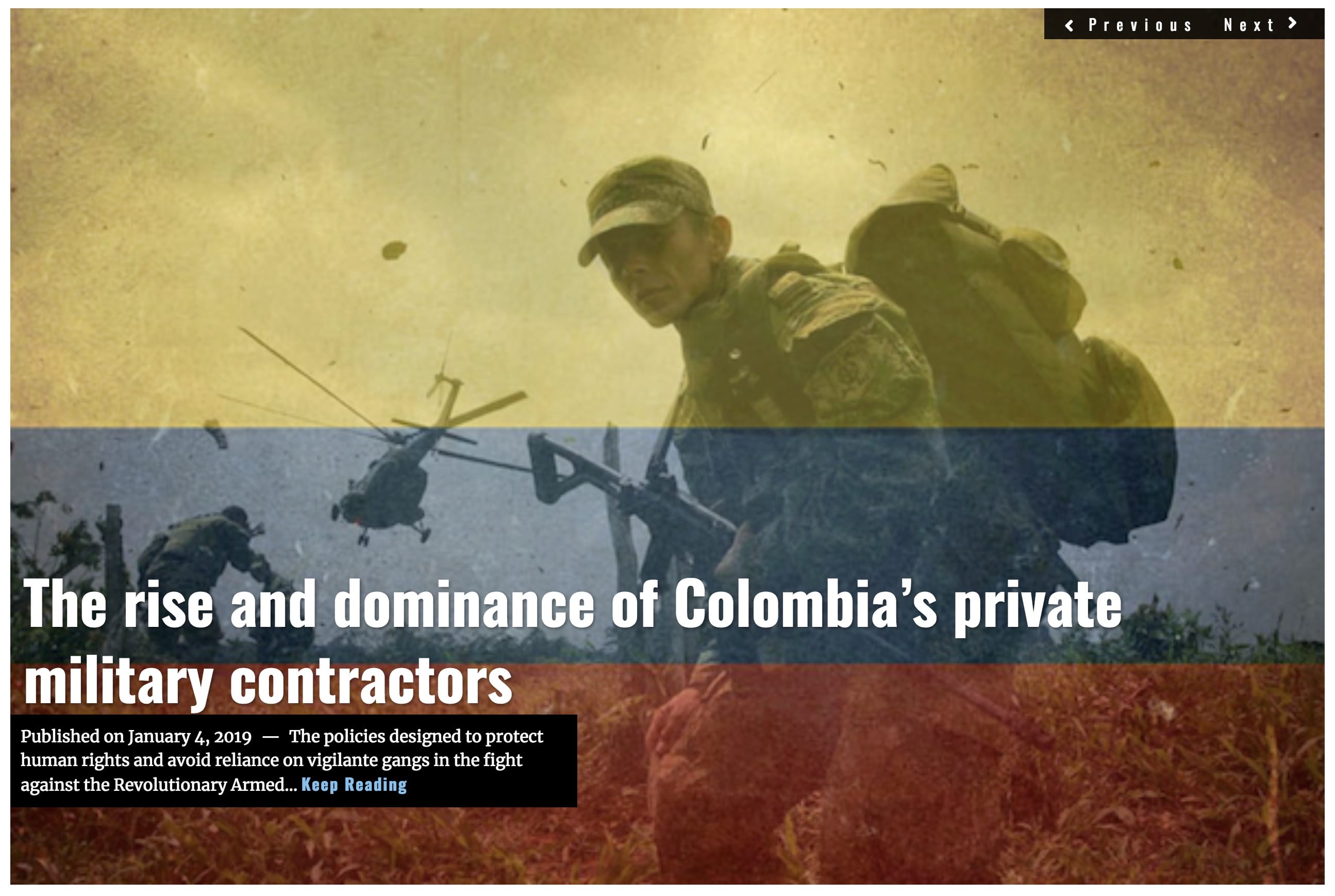 Image Lima Charlie News Headline Colombia private military contractors JAN 4 2018 (1)