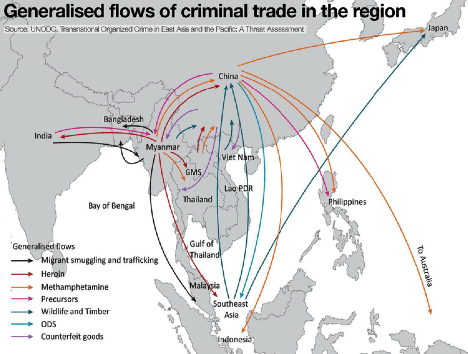 Image Map - Generalised flows of criminal trade - China (UNODC)