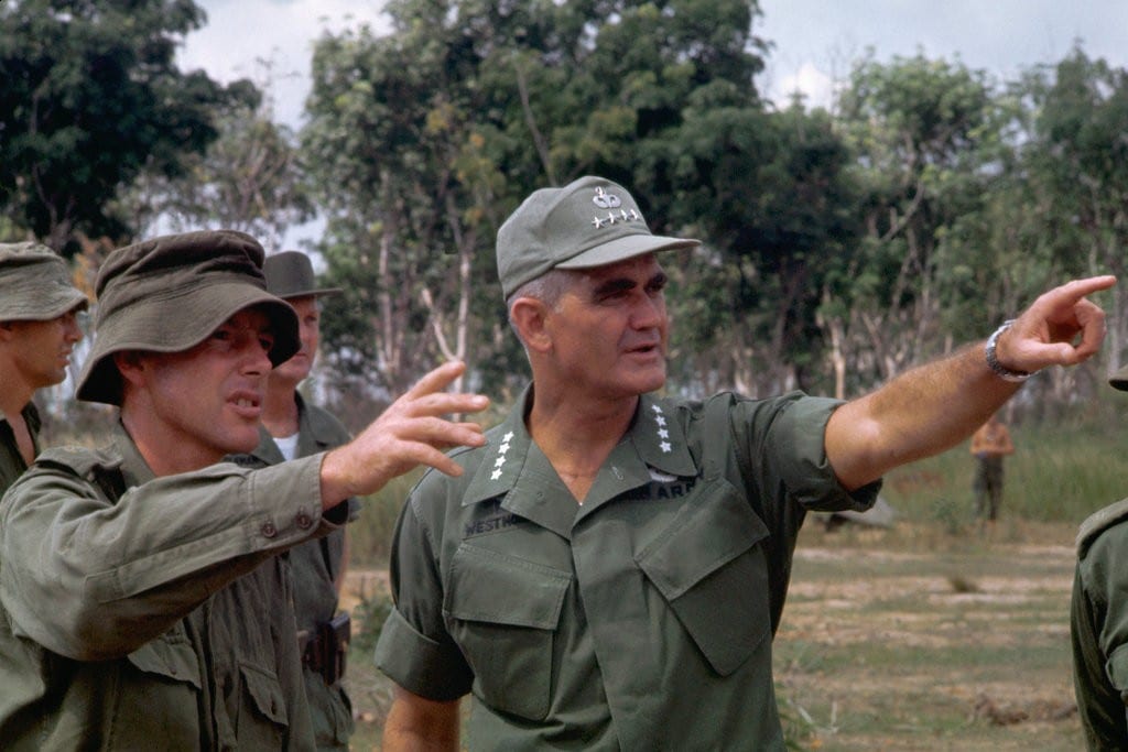 Image [General William Westmoreland in Vietnam at the 1st RAR military base (Photo: Tim Page)]