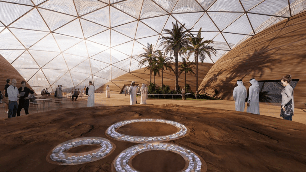 Image [Graphic of the United Arab Emirates plan to make a human colony on the red planet by the 2117. (Bjarke Ingels)]