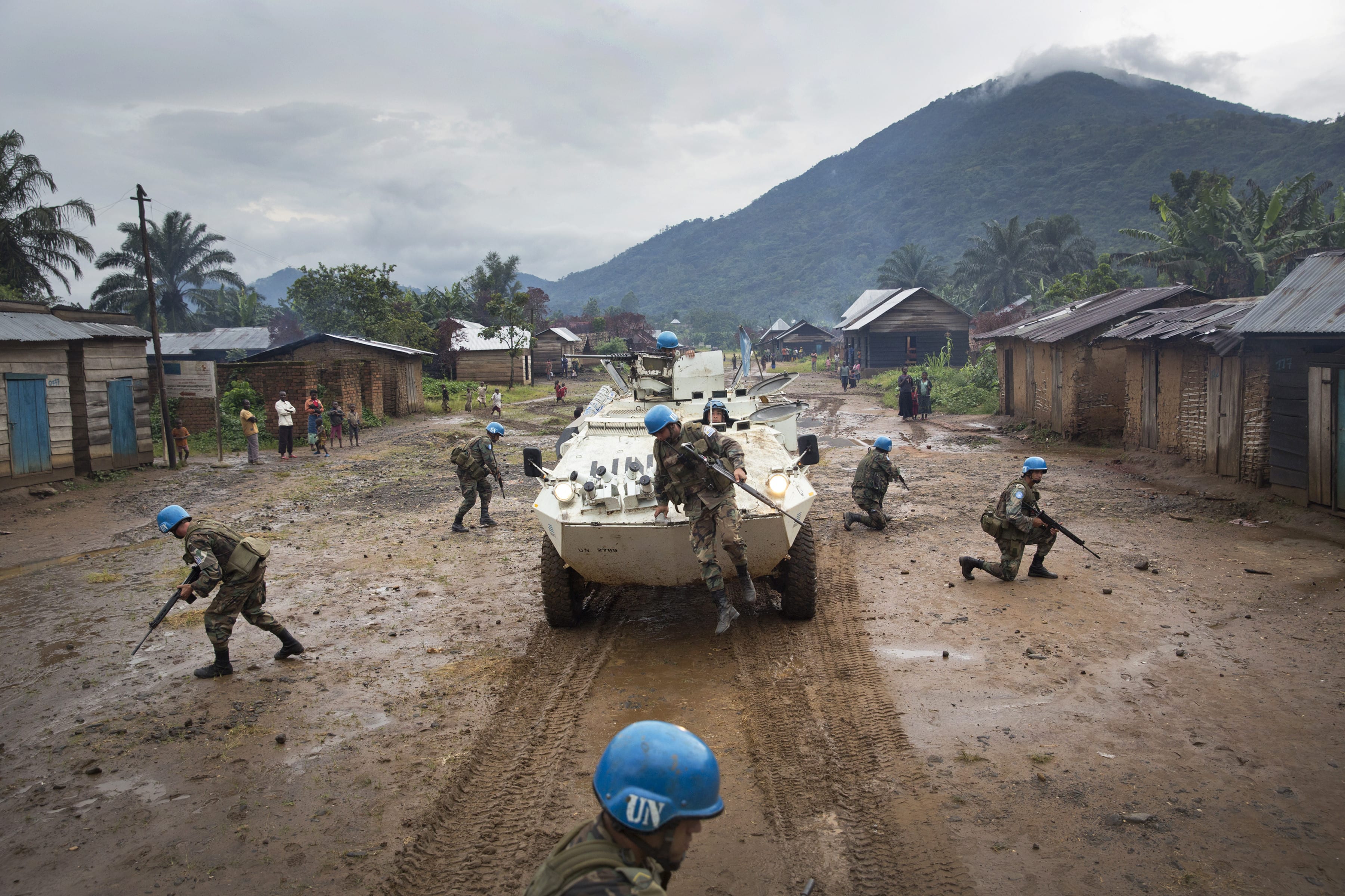 Image [MONUSCO patrol a village in North Kivu province. M23 is long gone, but the eastern Congo is still suffused with rebels, who regularly attack peacekeepers and DRC soldiers. 8 peacekeepers were killed on Nov. 15, 2018. (Sylvain Liechti / MONUSCO)]