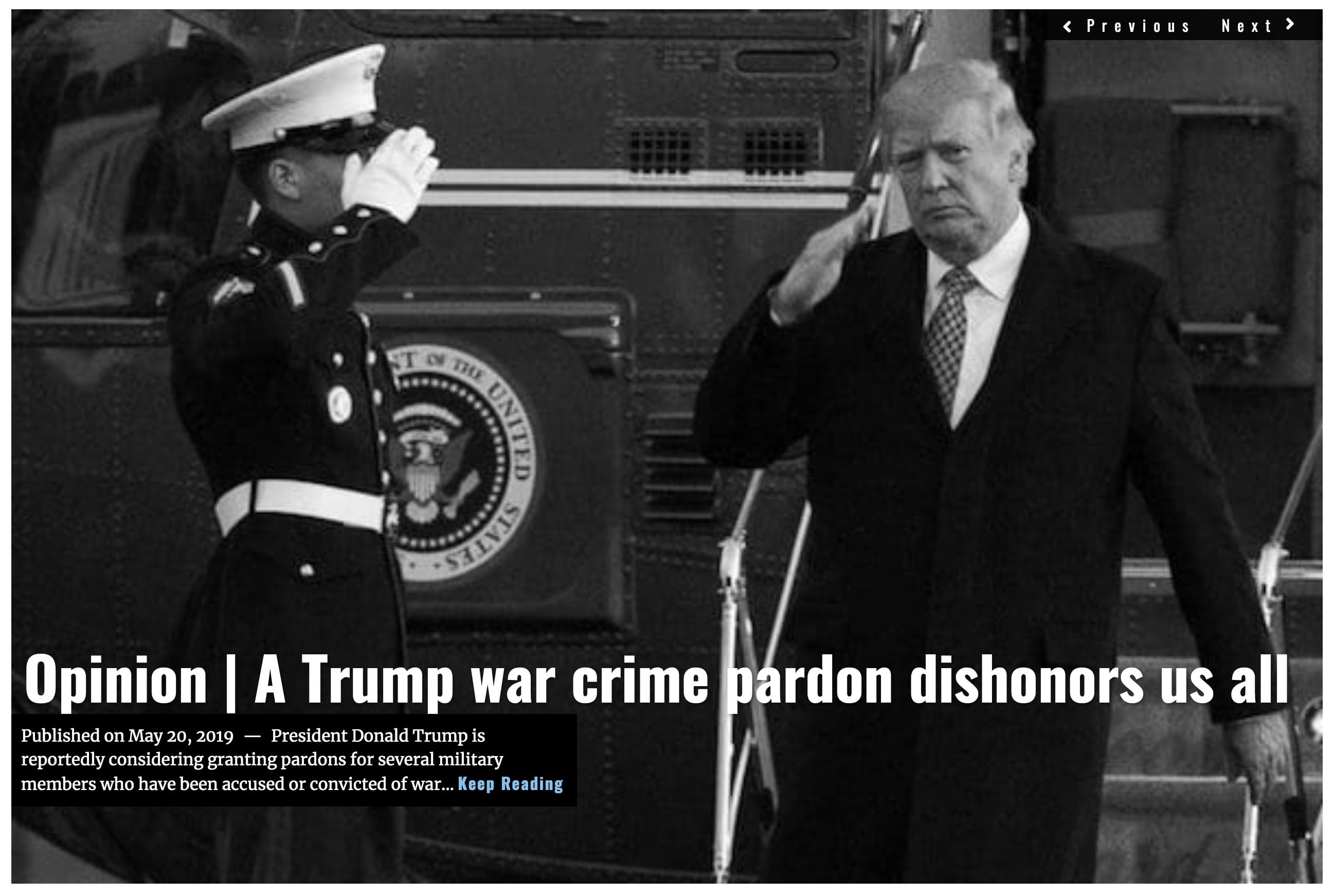 Lima Charlie News Headline Trump War Crime Pardon Dishonors MAY 20 2019