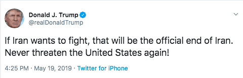 Trump tweet Iran